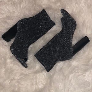Multi Glitter Open Toe Booties